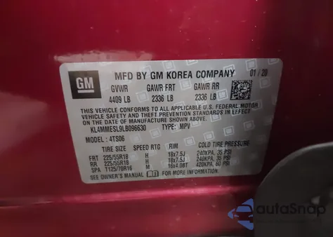 2020 Buick Encore Gx Awd Select from USA, damaged, VIN KL4MMESL9LB096630